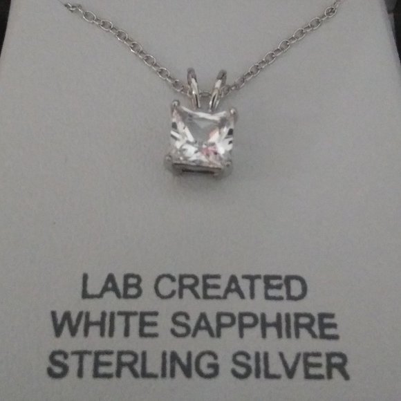 White Sapphire Sterling Silver Necklace - Picture 3 of 5